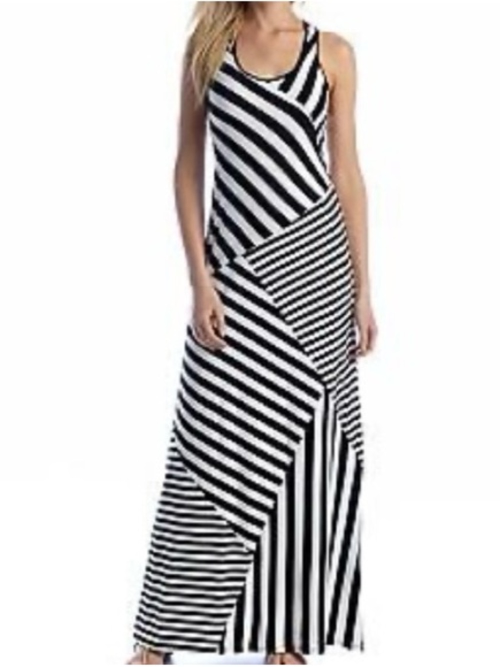 Calvin Klein Performance Black & White Striped Maxi Dress - Size Medium